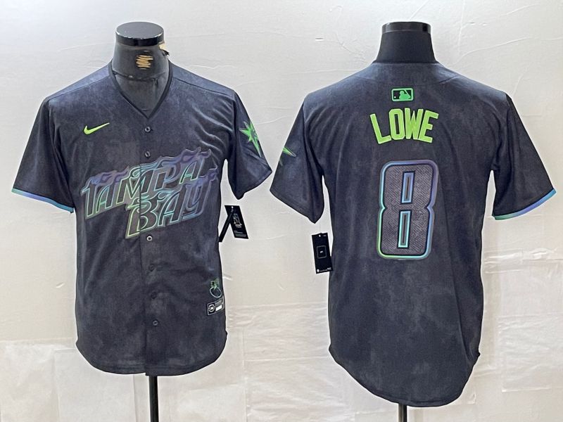 Men Tampa Bay Rays #8 Lowe Nike MLB Limited City Connect Black 2024 Jersey style 1->tampa bay rays->MLB Jersey